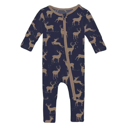 Print Convertible Coverall with Zipper in Peacoat Elk