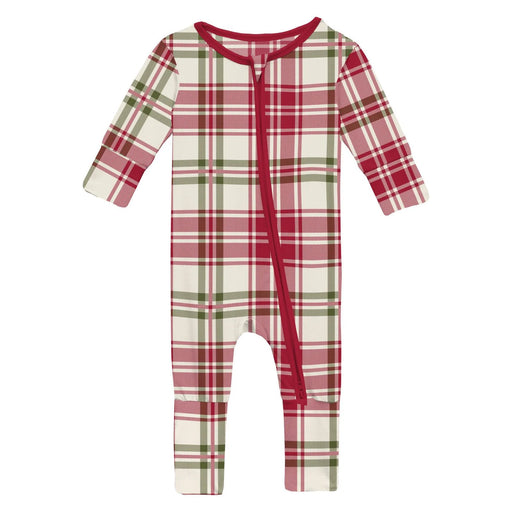 Print Convertible Coverall with Zipper in Fireside Plaid