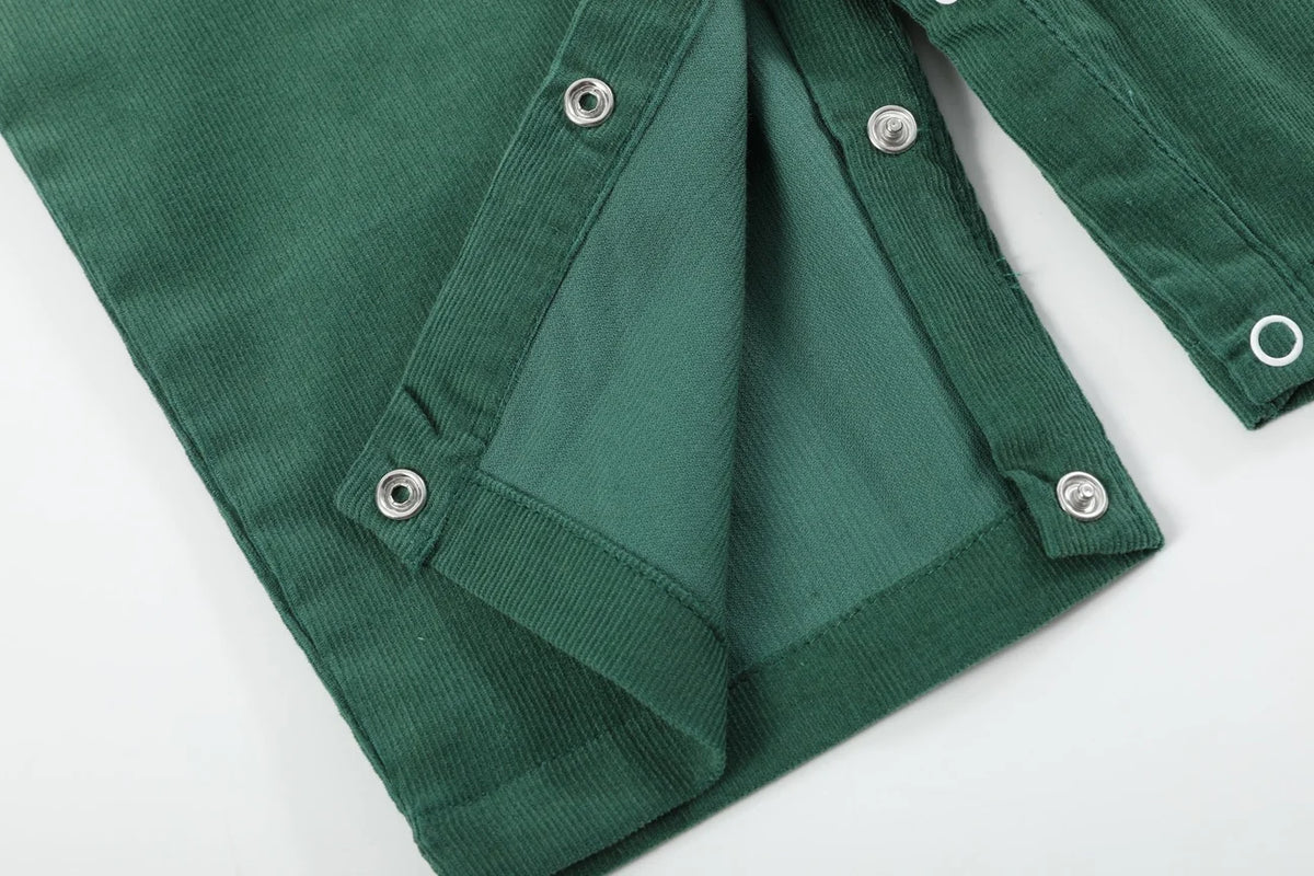 Green Corduroy Santa Smocked Longall