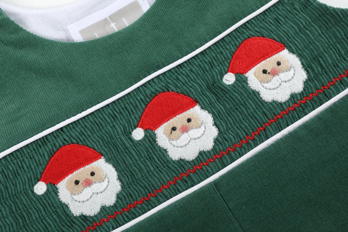 Green Corduroy Santa Smocked Longall