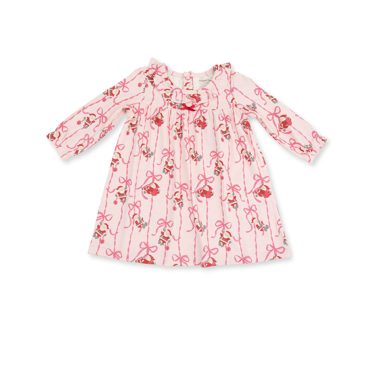 Bows & Santa Long Sleeve Gown With Ruffle Collar
