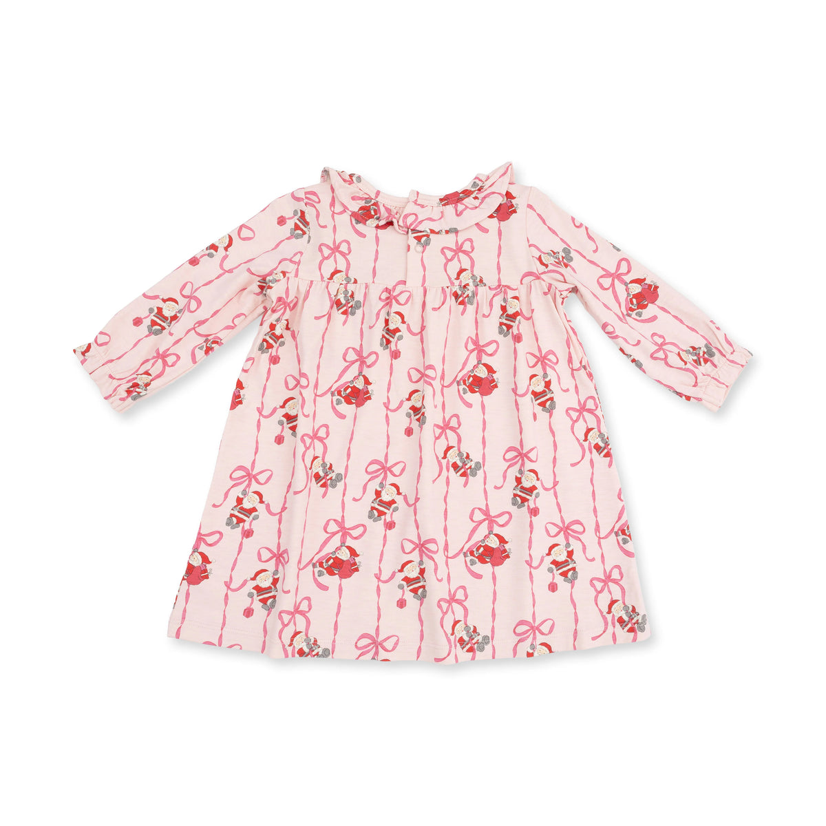 Bows & Santa Long Sleeve Gown With Ruffle Collar