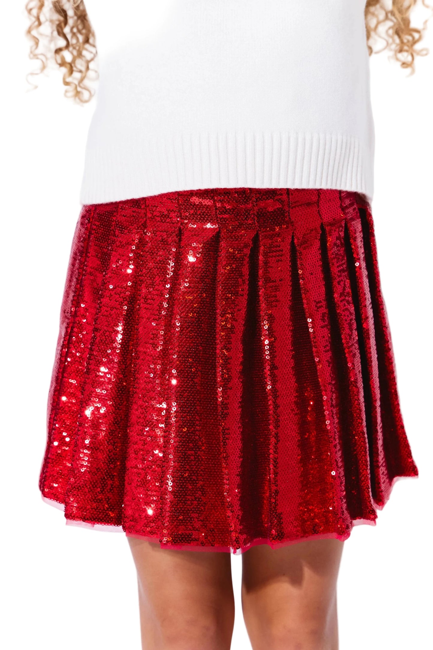 Scarlet Pleated Shimmer Skirt