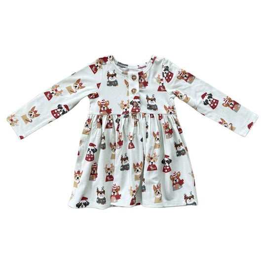Christmas Dogs Long Sleeve Henley Dress
