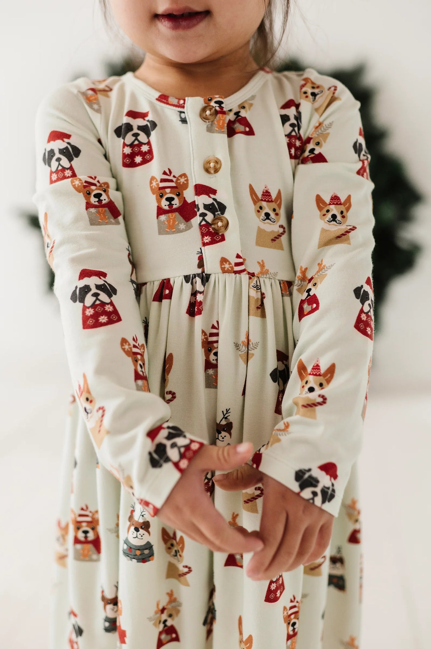 Christmas Dogs Long Sleeve Henley Dress