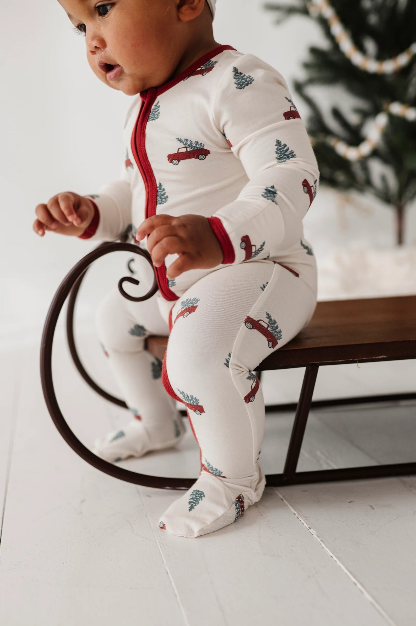 Christmas Truck Footie Romper