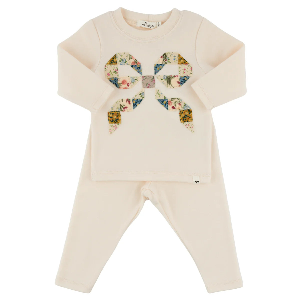 oh baby! Floral Quilt Bow 2 Piece Set - Natural