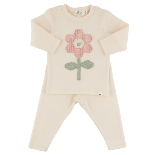 oh baby! Quilted Daisy 2 Piece Set - Natural