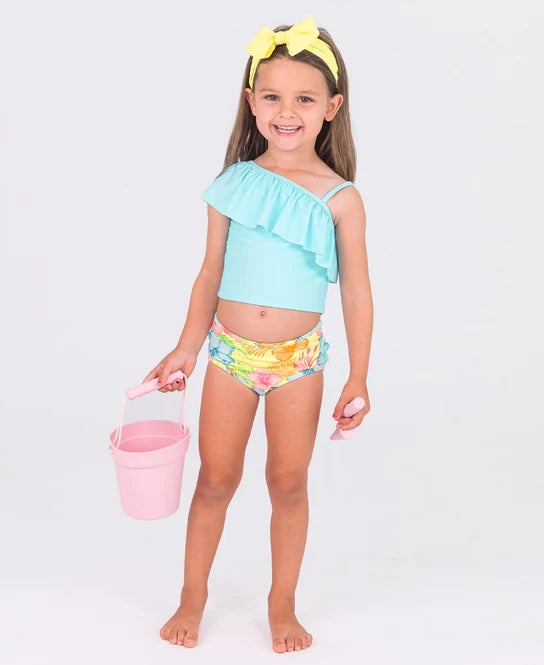 Happy Hula One Shoulder Ruffle Tankini