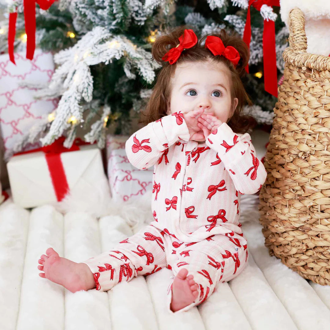 Coquette Christmas Bamboo Waffle Convertible Zip Romper