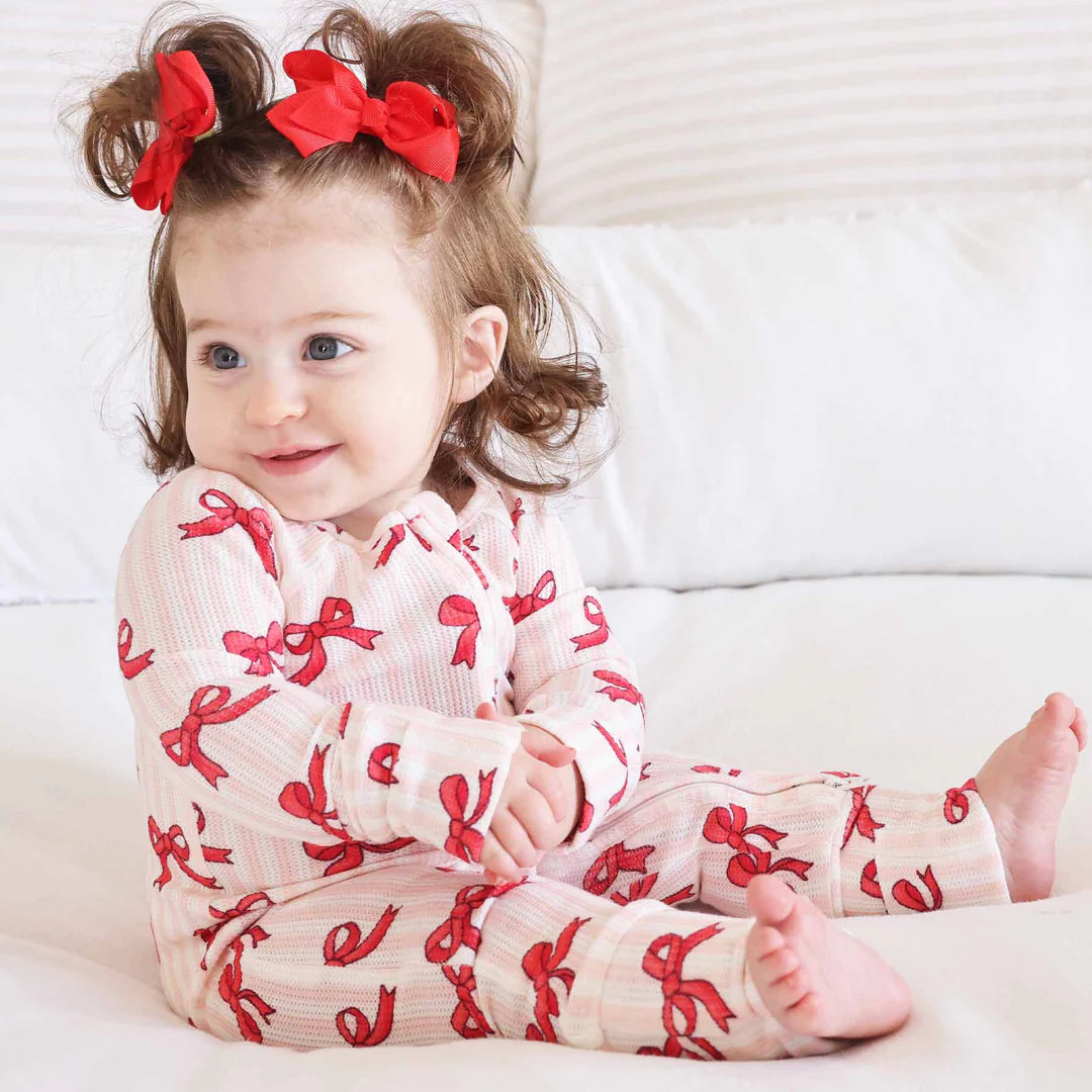 Coquette Christmas Bamboo Waffle Convertible Zip Romper