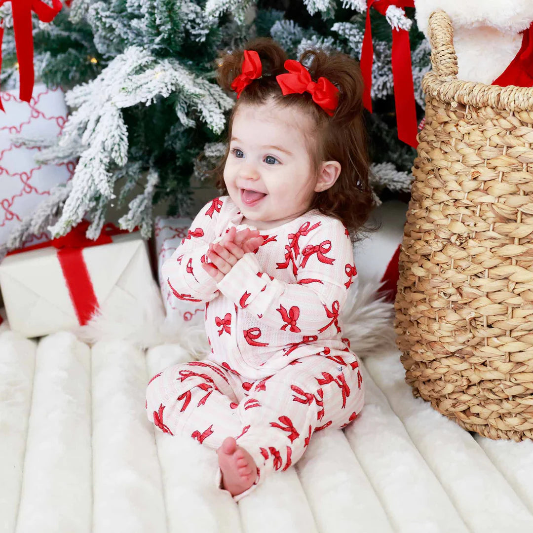 Coquette Christmas Bamboo Waffle Convertible Zip Romper