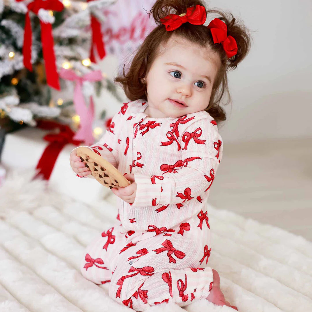 Coquette Christmas Bamboo Waffle Convertible Zip Romper