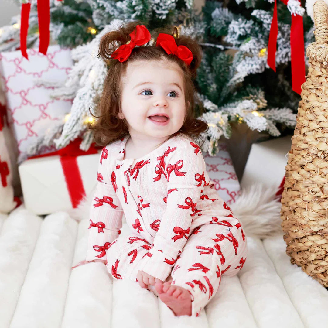 Coquette Christmas Bamboo Waffle Convertible Zip Romper