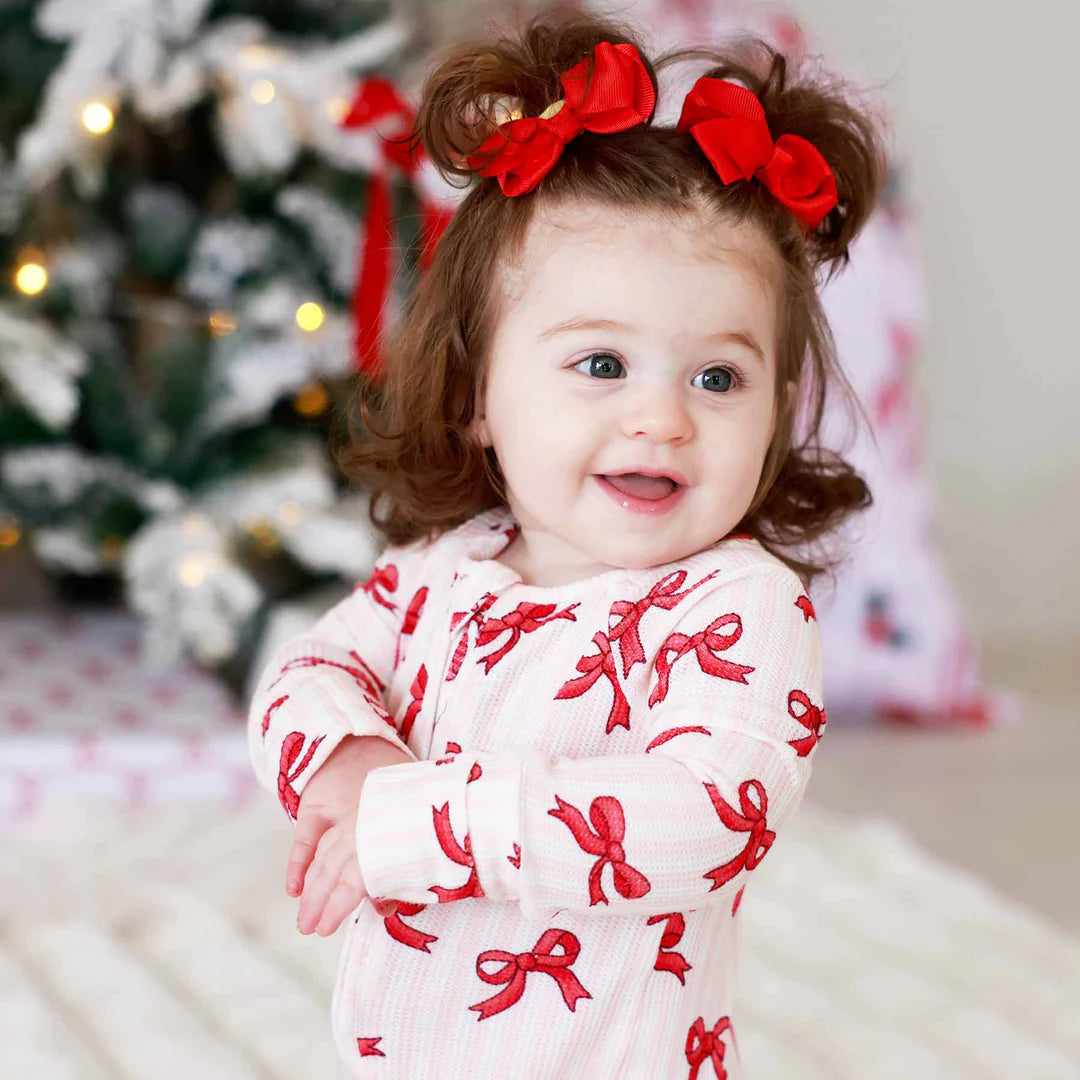 Coquette Christmas Bamboo Waffle Convertible Zip Romper