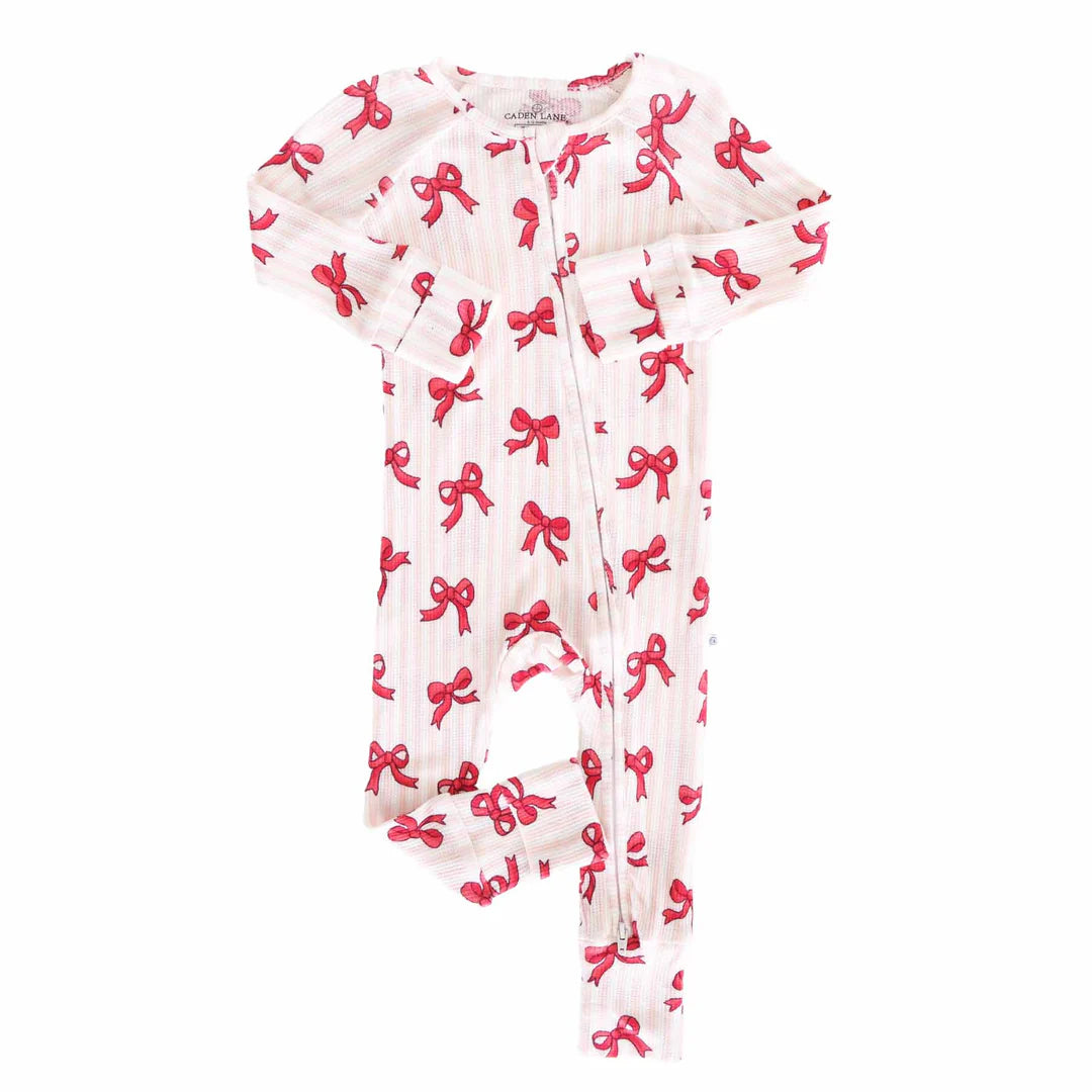 Coquette Christmas Bamboo Waffle Convertible Zip Romper