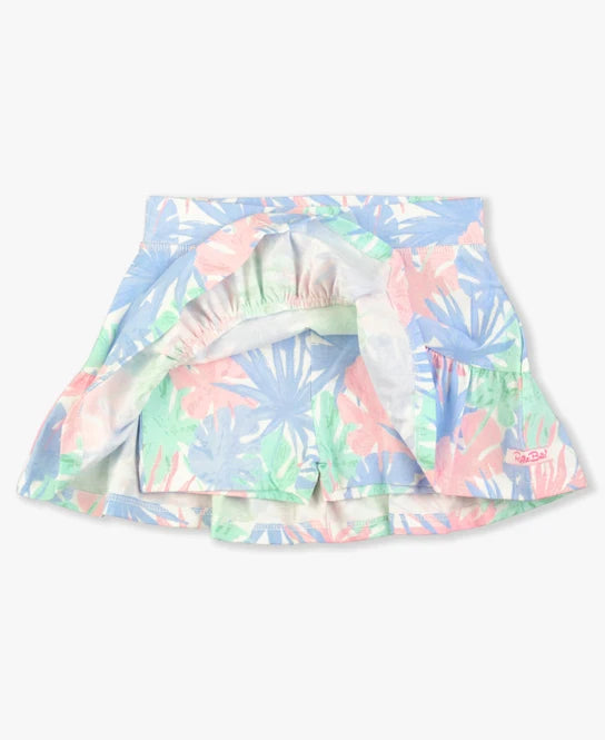 Pastel Palms Knit Ruffle Skort