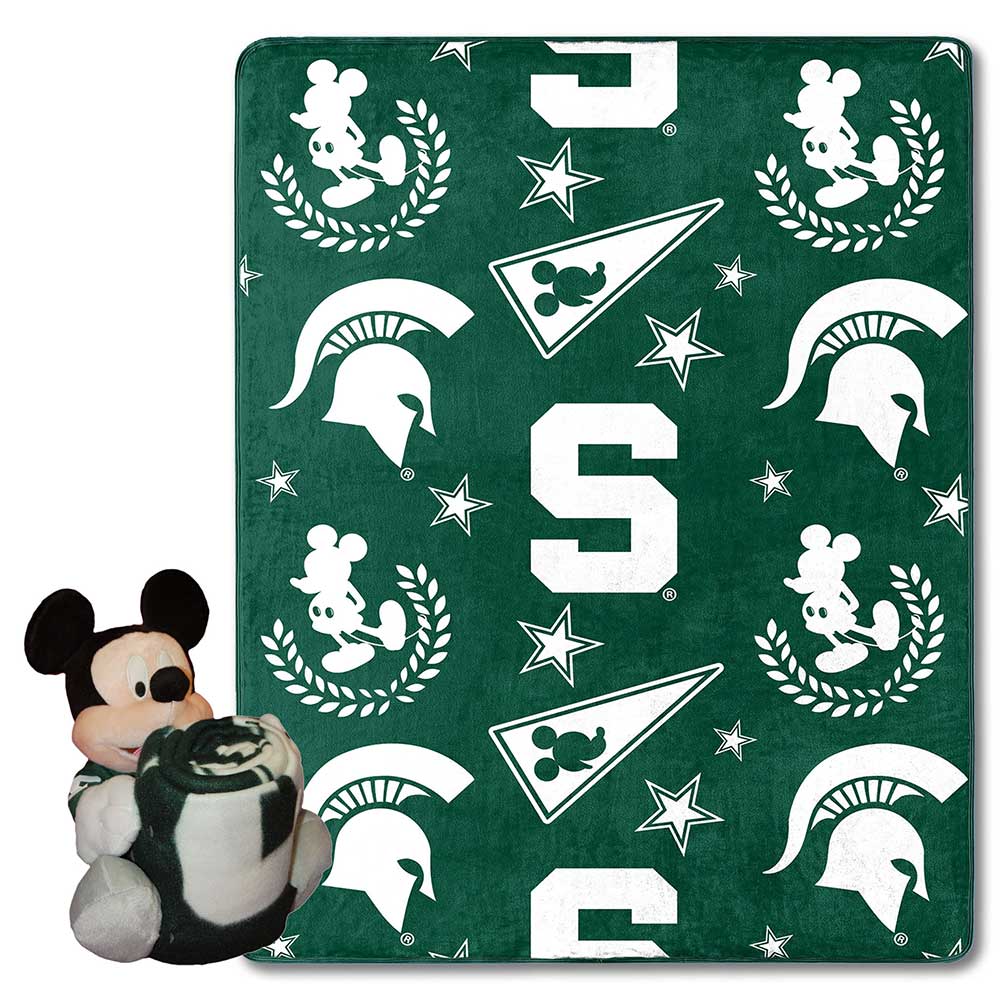 Michigan State Spartans Mickey Character Hugger & Silk Touch Throw Set