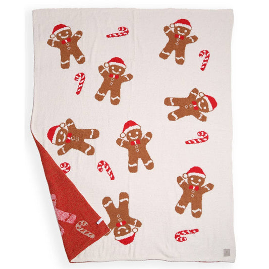 Gingerbread & Santa Print Cozy Soft Throw Blanket