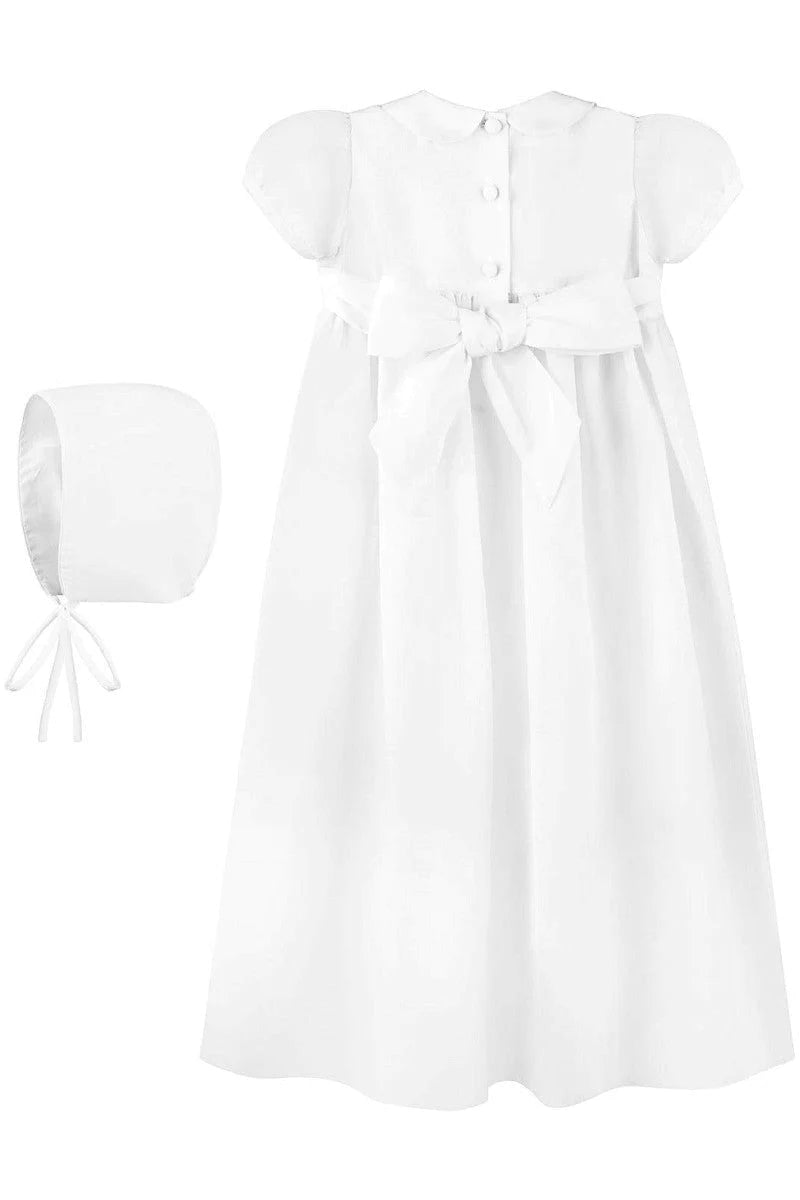 Smocked Cross Baby Christening Gown with Bonnet