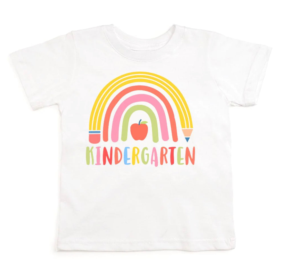 Kindergarten Pencil Rainbow Short Sleeve Tee