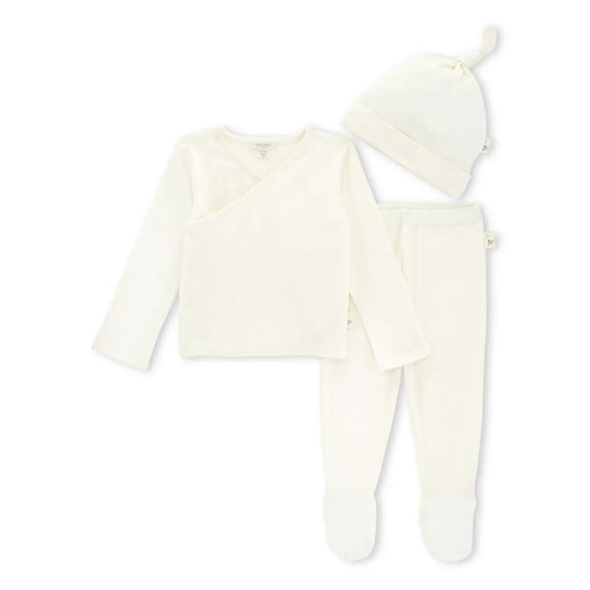 Organic Cotton Ribbed Take Me Home 3 Piece Set-Eggshell