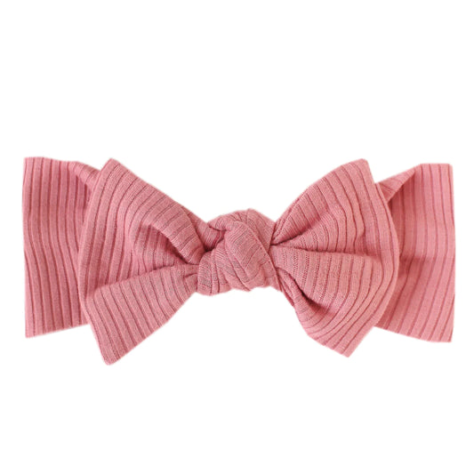 Rib Knit Headband Bow Rosewood