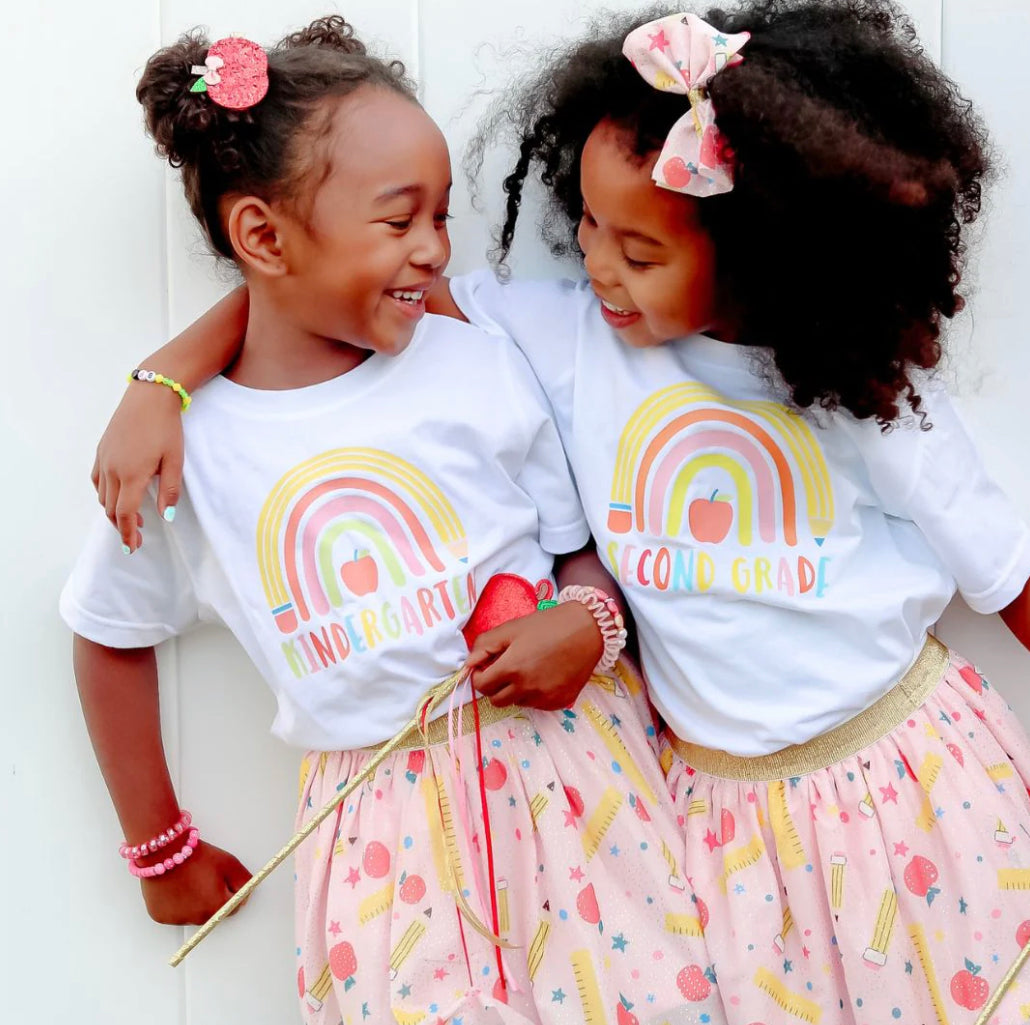 Kindergarten Pencil Rainbow Short Sleeve Tee