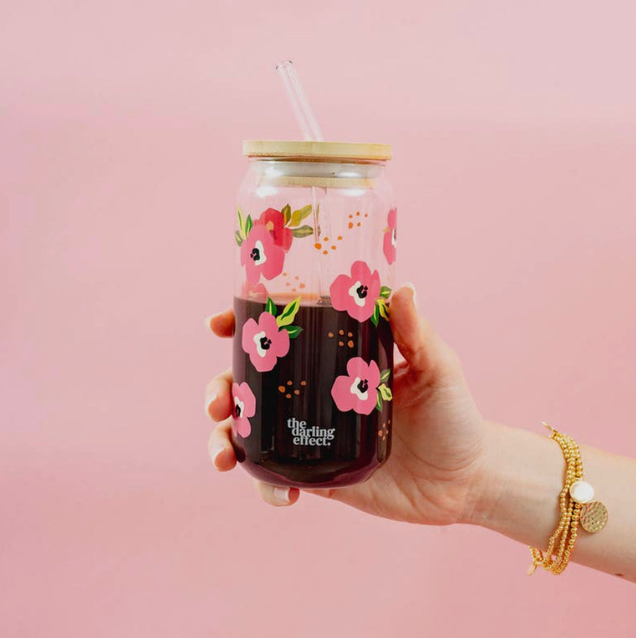 Iced Coffee Cup - Retro Fuchsia Glass Drinkware