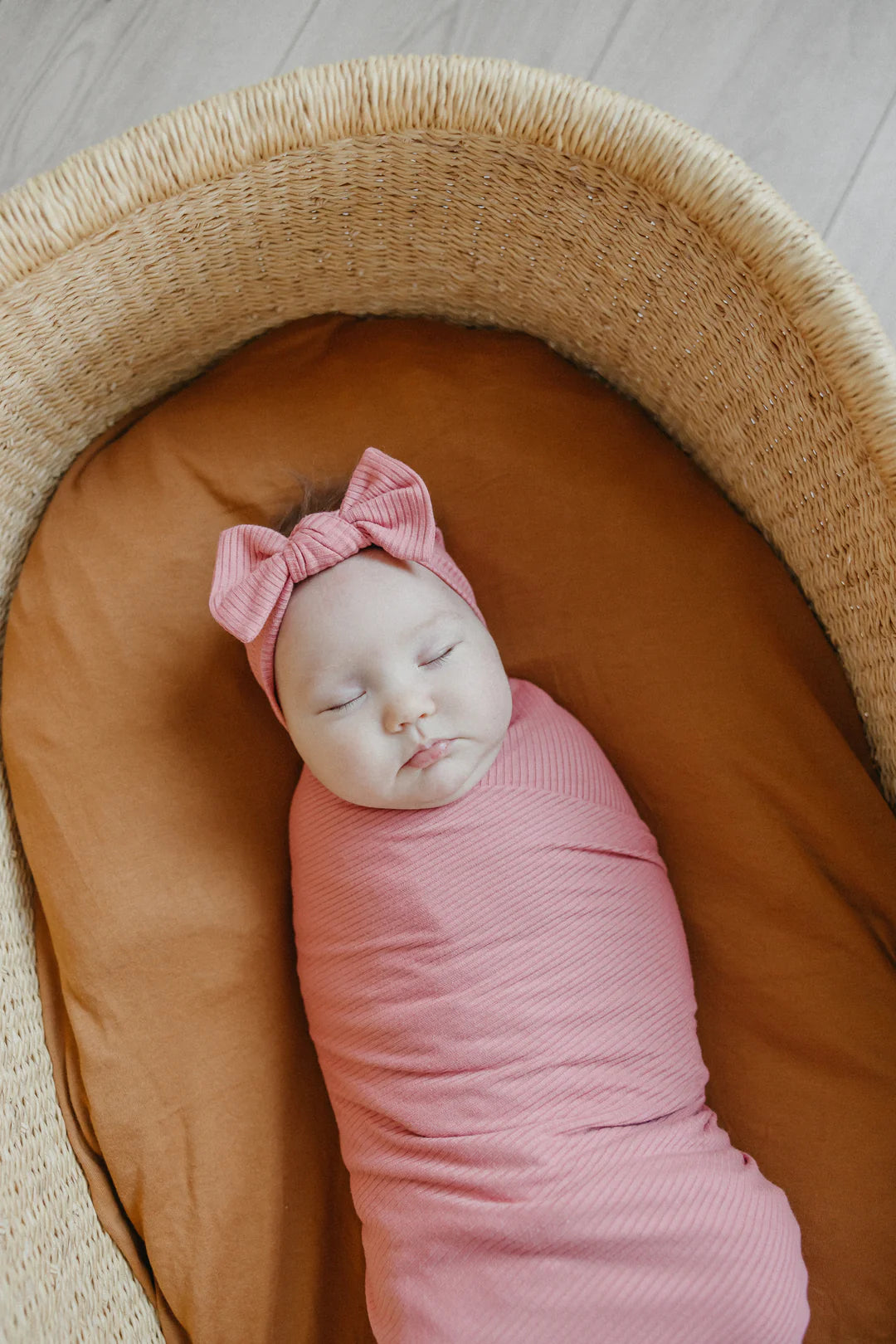 Rib Knit Headband Bow Rosewood