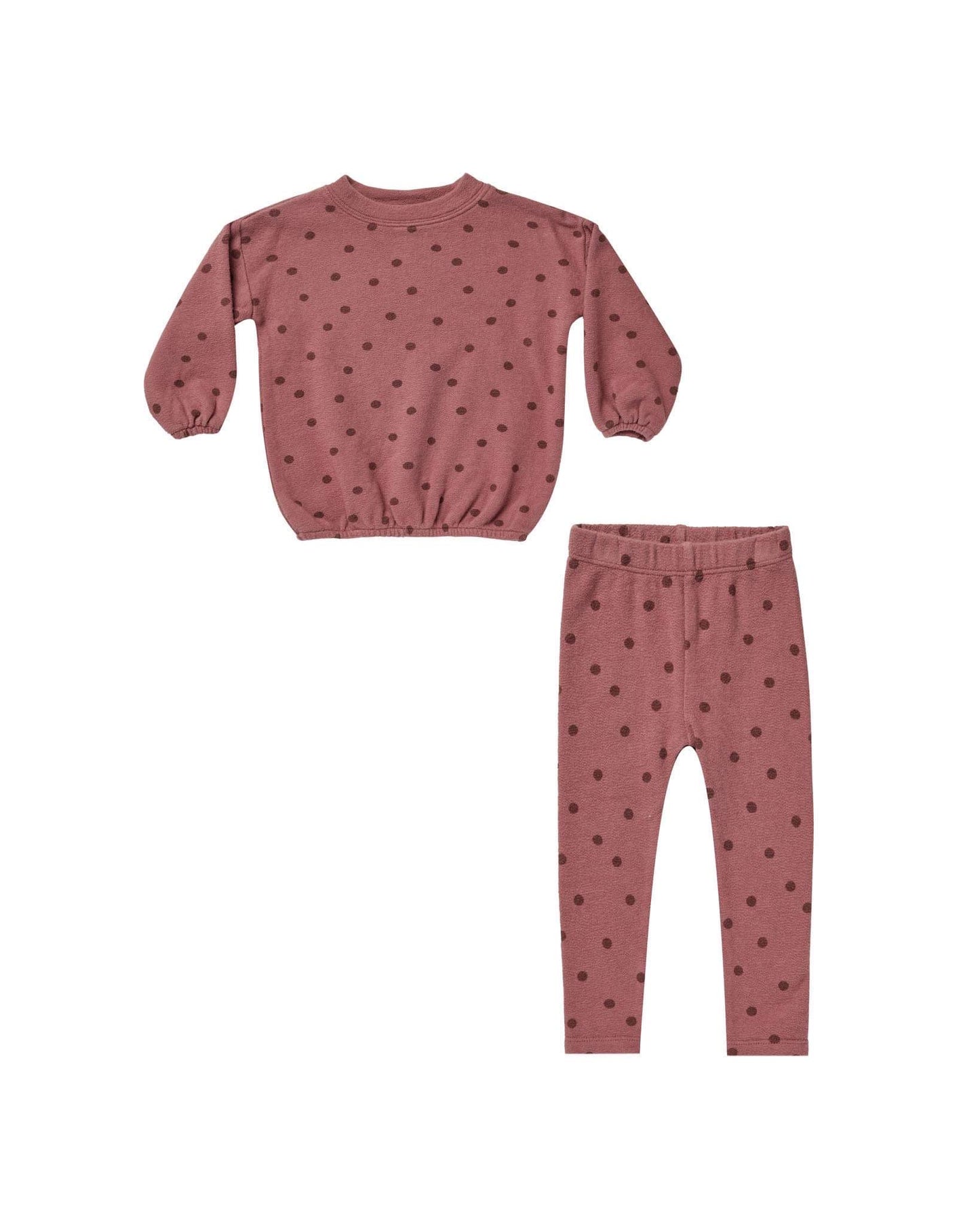 Raspberry Polka Dot Spongey Knit Set