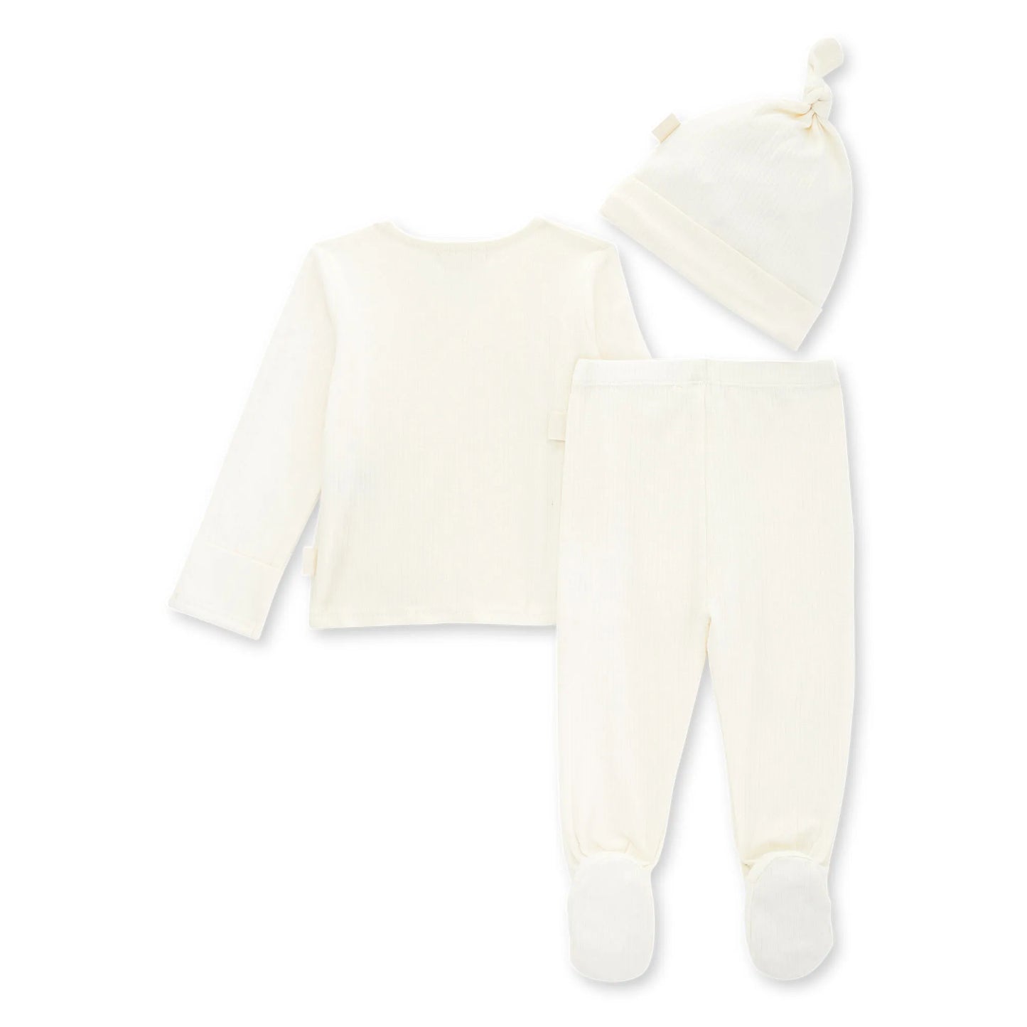 Organic Cotton Ribbed Take Me Home 3 Piece Set-Eggshell