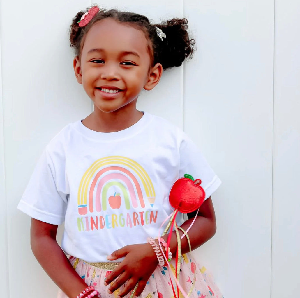 Kindergarten Pencil Rainbow Short Sleeve Tee