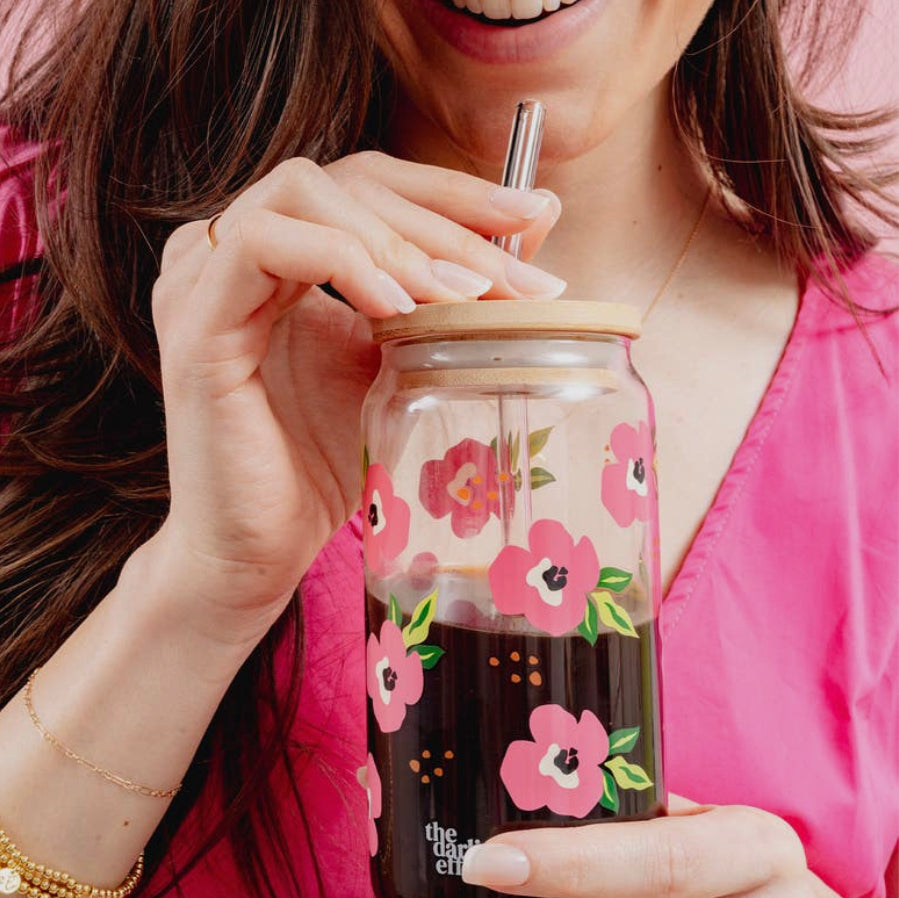 Iced Coffee Cup - Retro Fuchsia Glass Drinkware