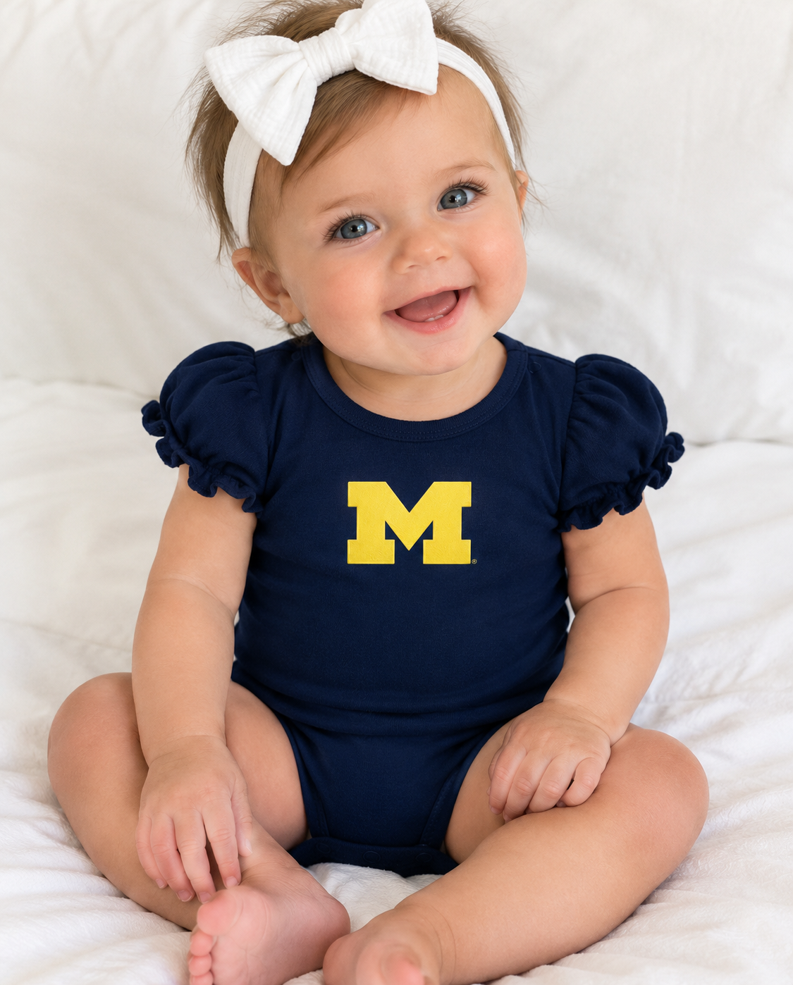 University Of Michigan Puff Sleeve Bodysuit