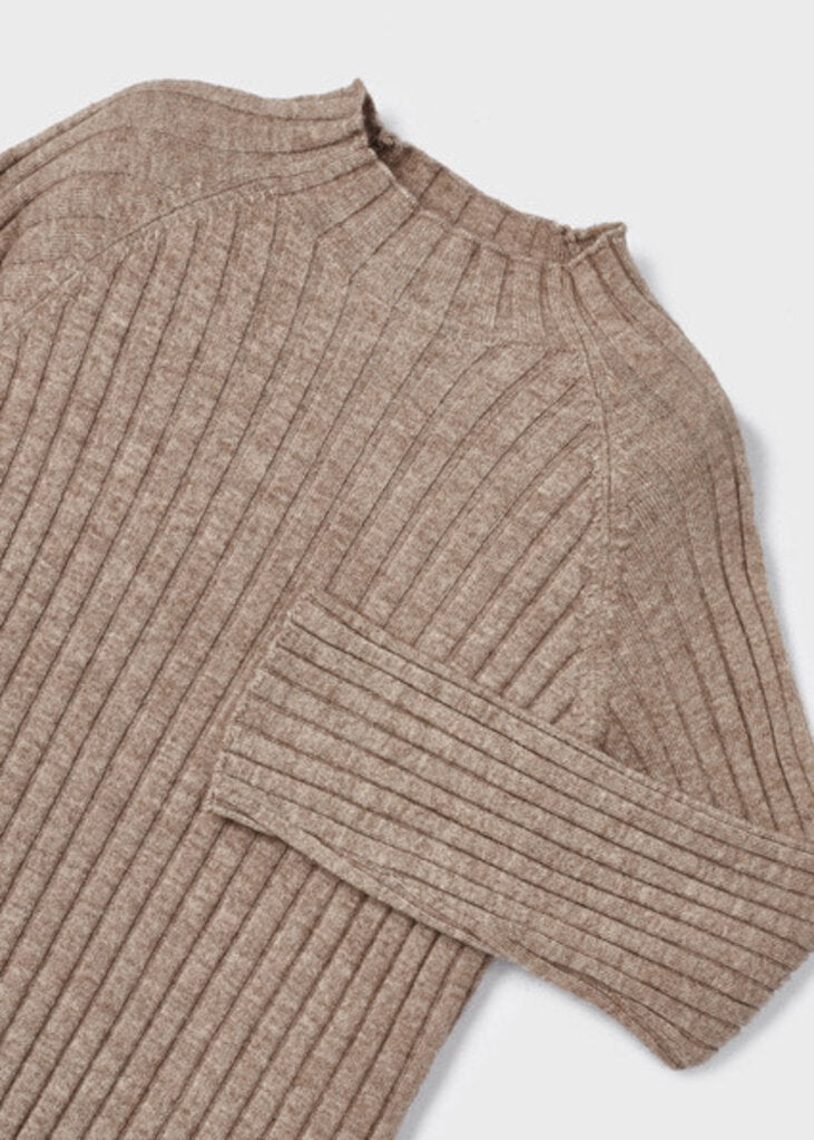 Ribbed Mock Neck Bright Beige Sweater