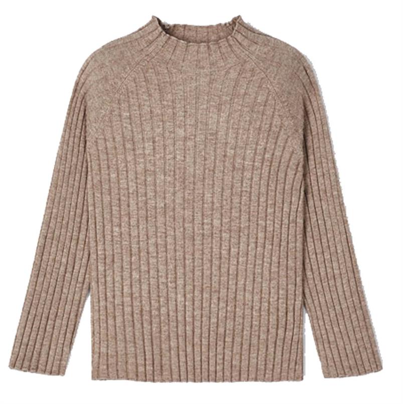 Ribbed Mock Neck Bright Beige Sweater
