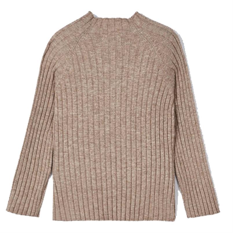 Ribbed Mock Neck Bright Beige Sweater