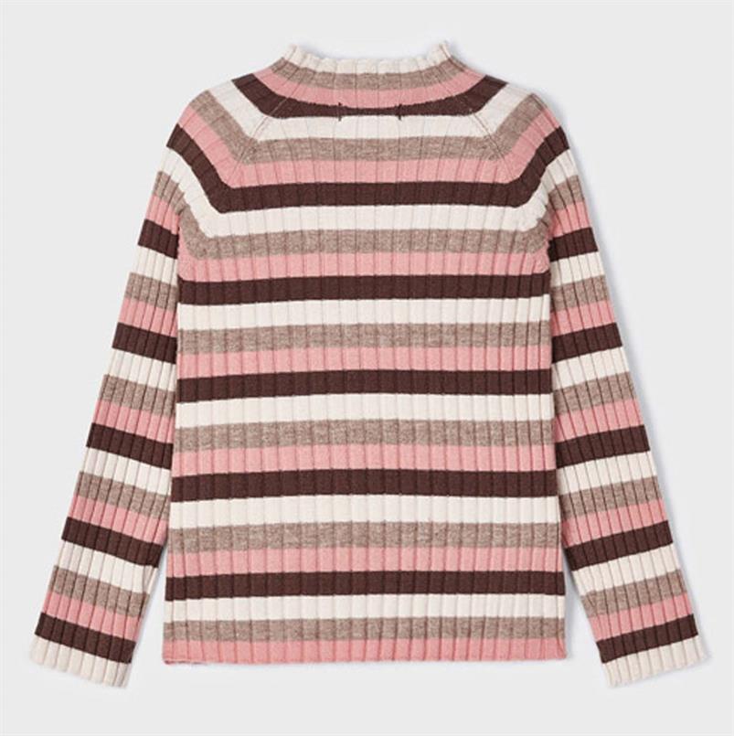 Ribbed Mock Neck Striped Sweater