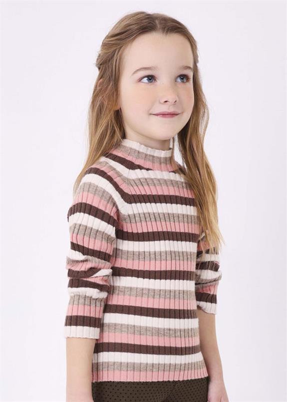 Ribbed Mock Neck Striped Sweater