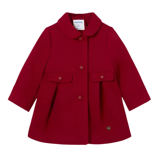 Woolen Button Coat Red