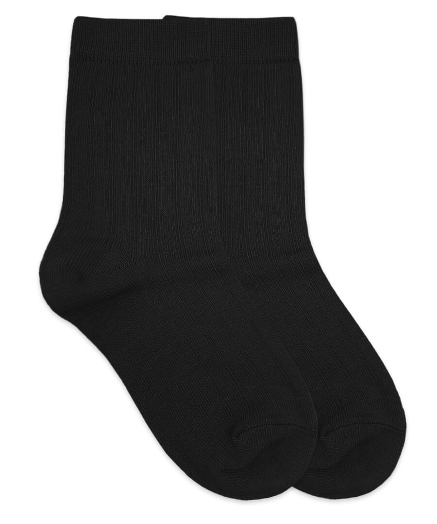 Cotton Rib Crew Socks Black