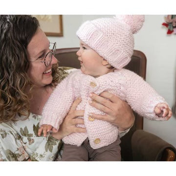 Garter Stitch Cardigan Sweater-Blush Pink