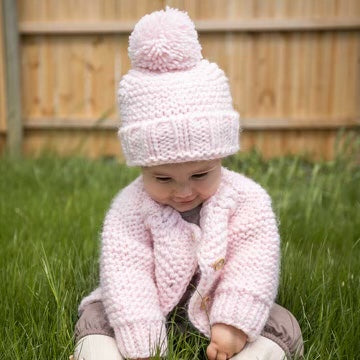 Garter Stitch Cardigan Sweater-Blush Pink