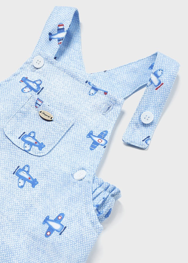 Planes Short Dungaree with Hat Set