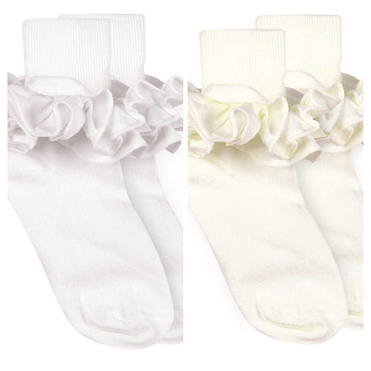 Misty Ruffle Lace Turn Cuff Socks