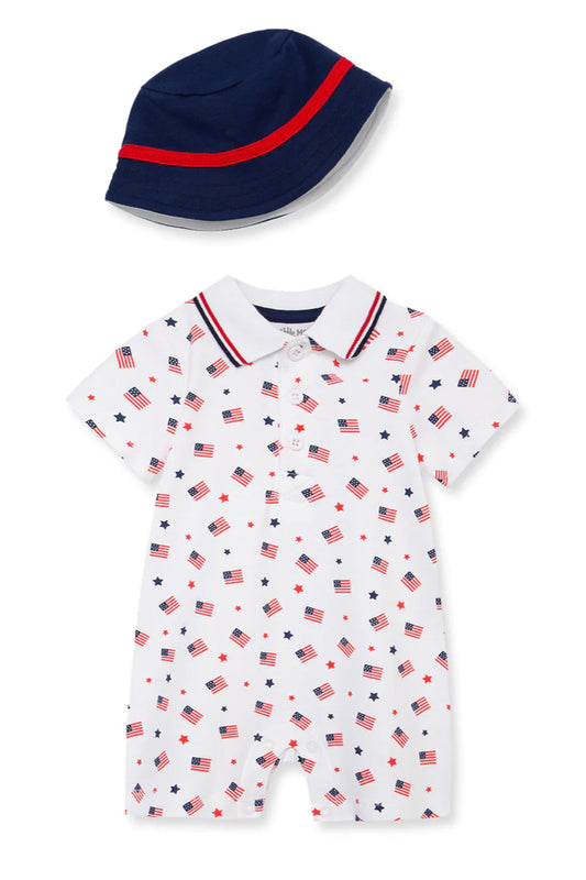 Boy Flag Romper with Hat