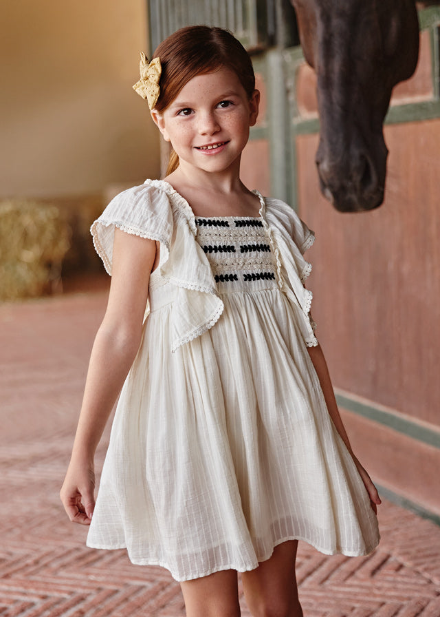 Cream Embroidered Dress