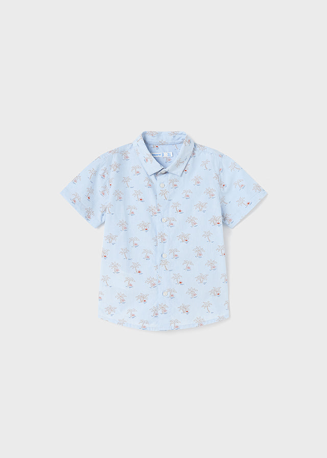 Sky Blue Short Sleeve Printed Shirt