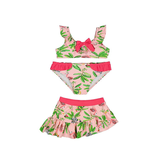 3-Piece Flamingo Bikini with Sarong